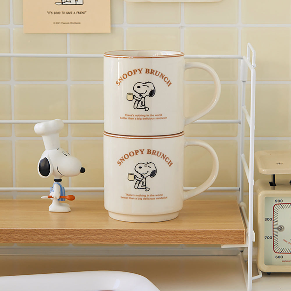 Snoopy Peanuts Brown Line Brunch Mug 史努比經典早餐馬克杯