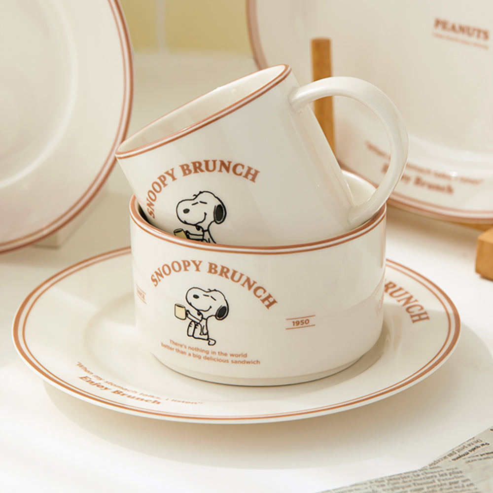 Snoopy Peanuts Brown Line Brunch Mug 史努比經典早餐馬克杯