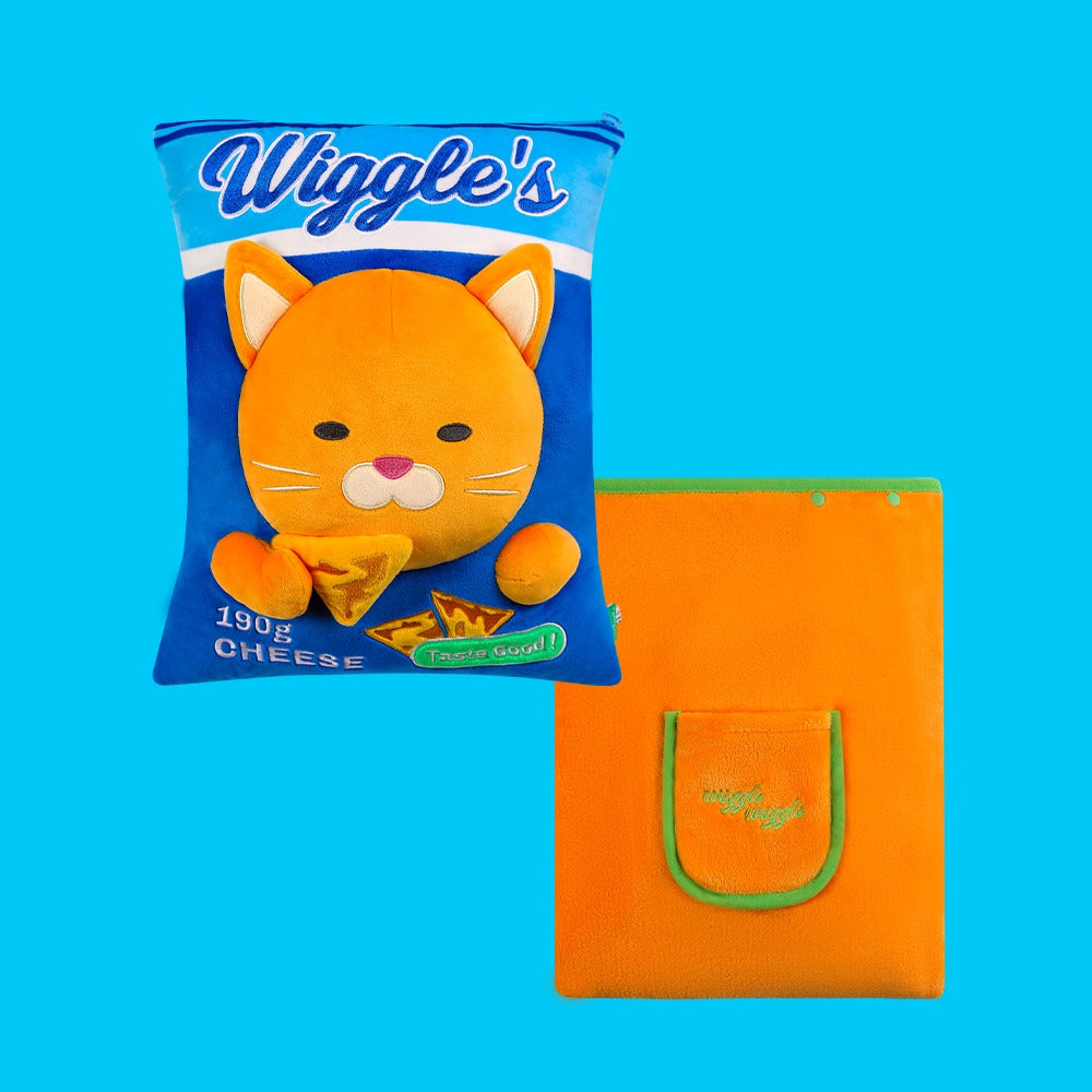 wiggle wiggle 抱枕兩用被 Nacho Cheese Cat 產品展示
