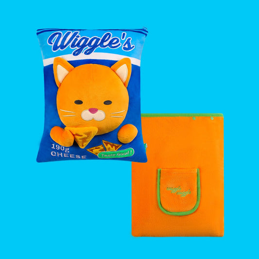 wiggle wiggle 抱枕兩用被 Nacho Cheese Cat 產品展示