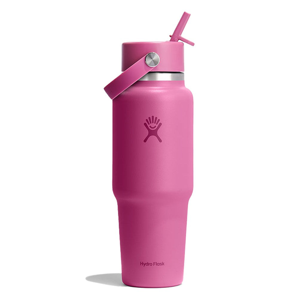 Hydroflask Wide Flex Straw Travel Bottle, Leaf Pink, 1 Count, 946ml