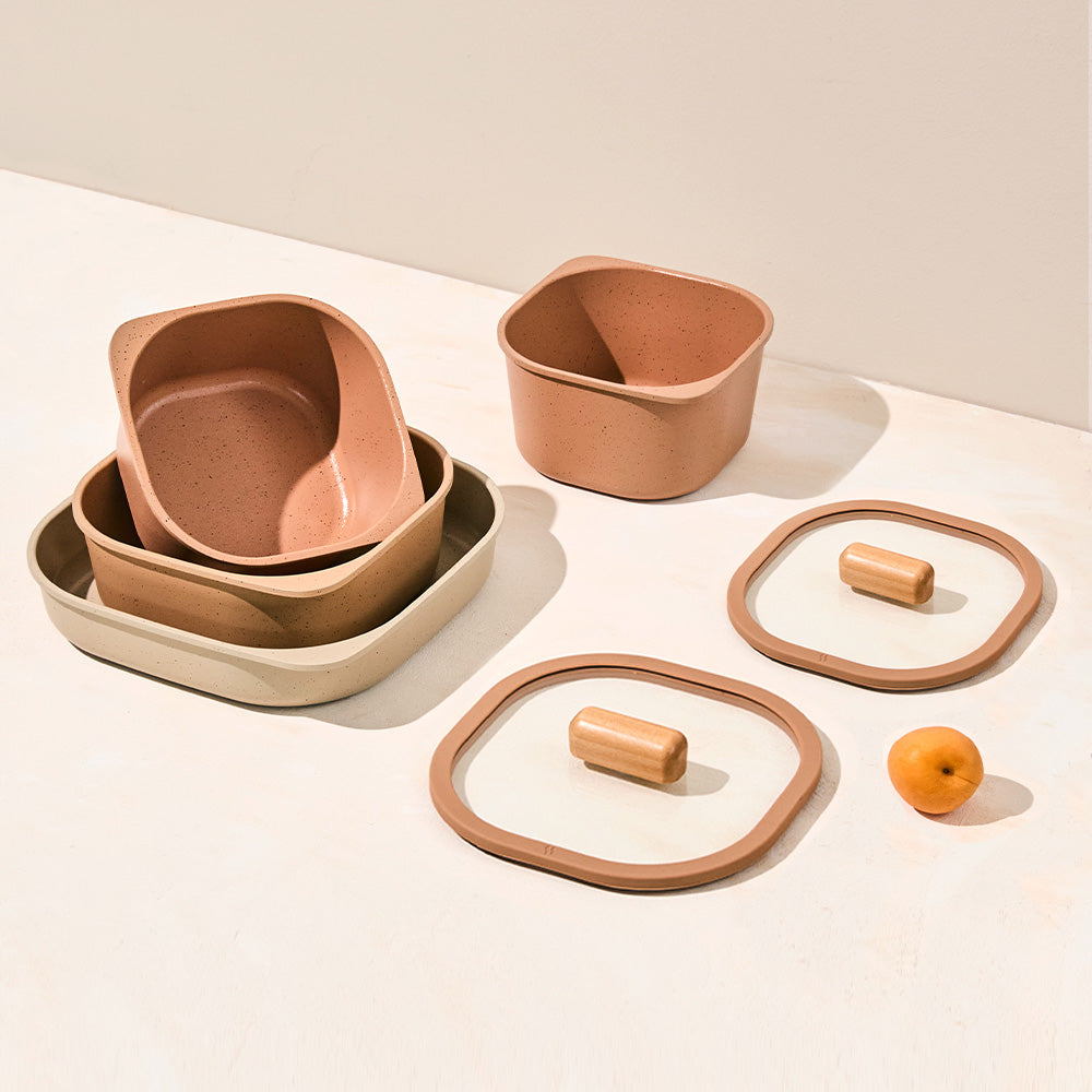 Neoflam 陶瓷塗層疊疊方鍋套裝 拼色款