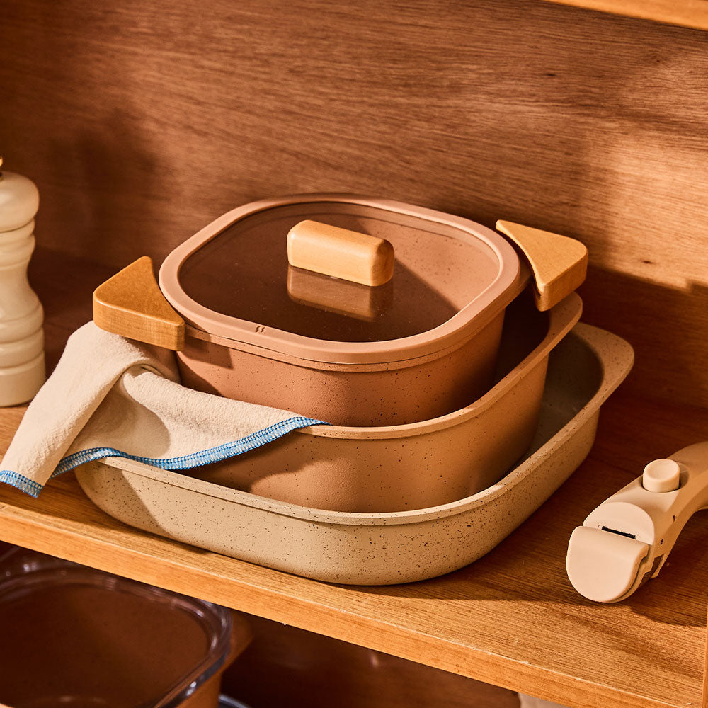 Neoflam 陶瓷塗層疊疊方鍋套裝 拼色款