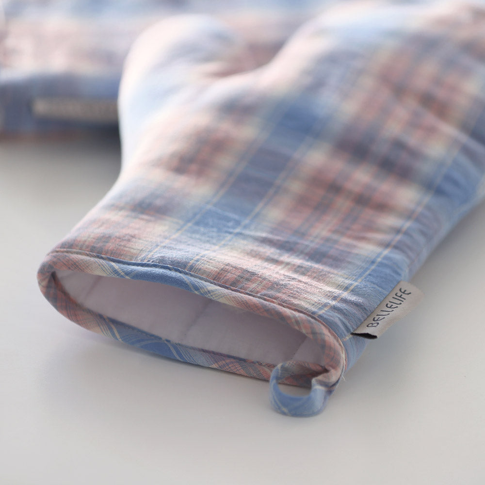 韓國製 BELLELIFE  藍色格紋烤箱手套