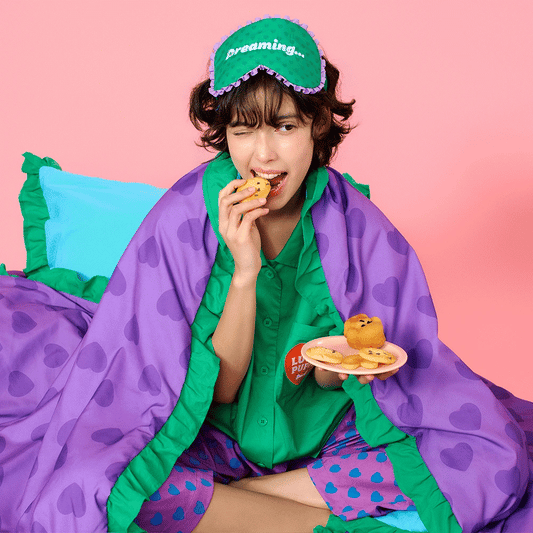 wiggle wiggle 涼感被連枕套套裝 Lucky Puppy Purple 單人 產品展示