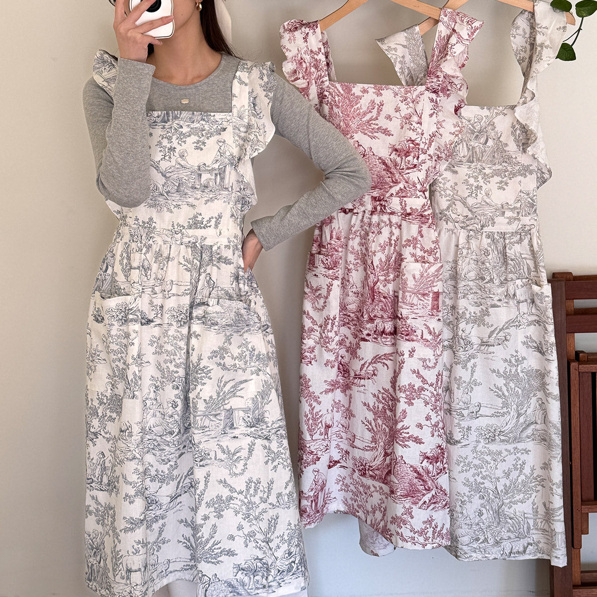 Bellelife Toile Linen 荷葉邊長款圍裙