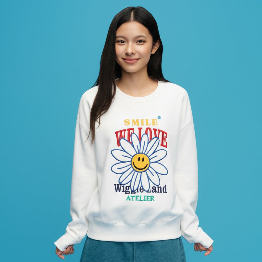 Wiggle Wiggle 繽紛刺繡圓領毛圈衛衣