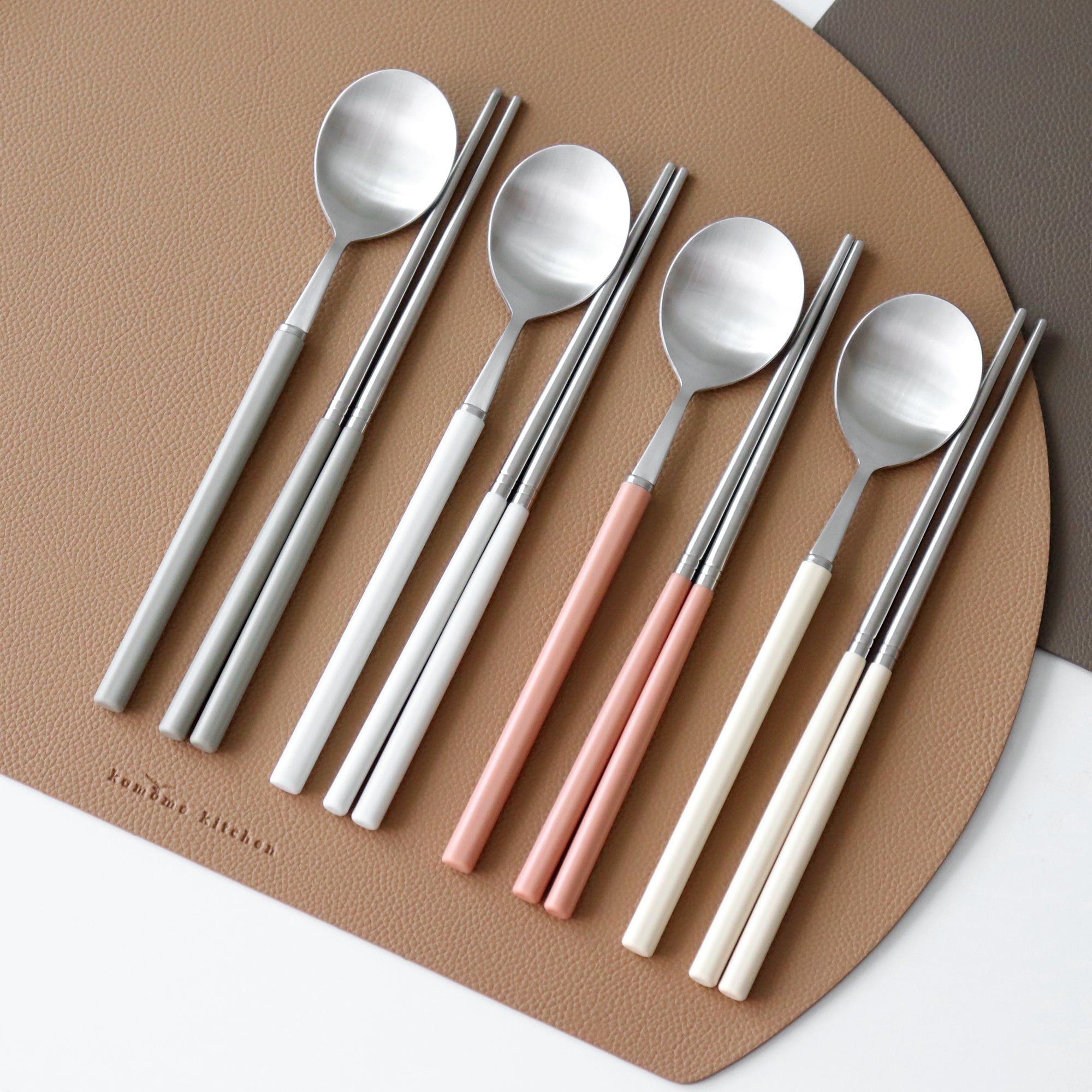 1+1 韓國製造 KAMOME KITCHEN 莫蘭迪色 不鏽鋼餐具組｜筷子+湯匙｜7色