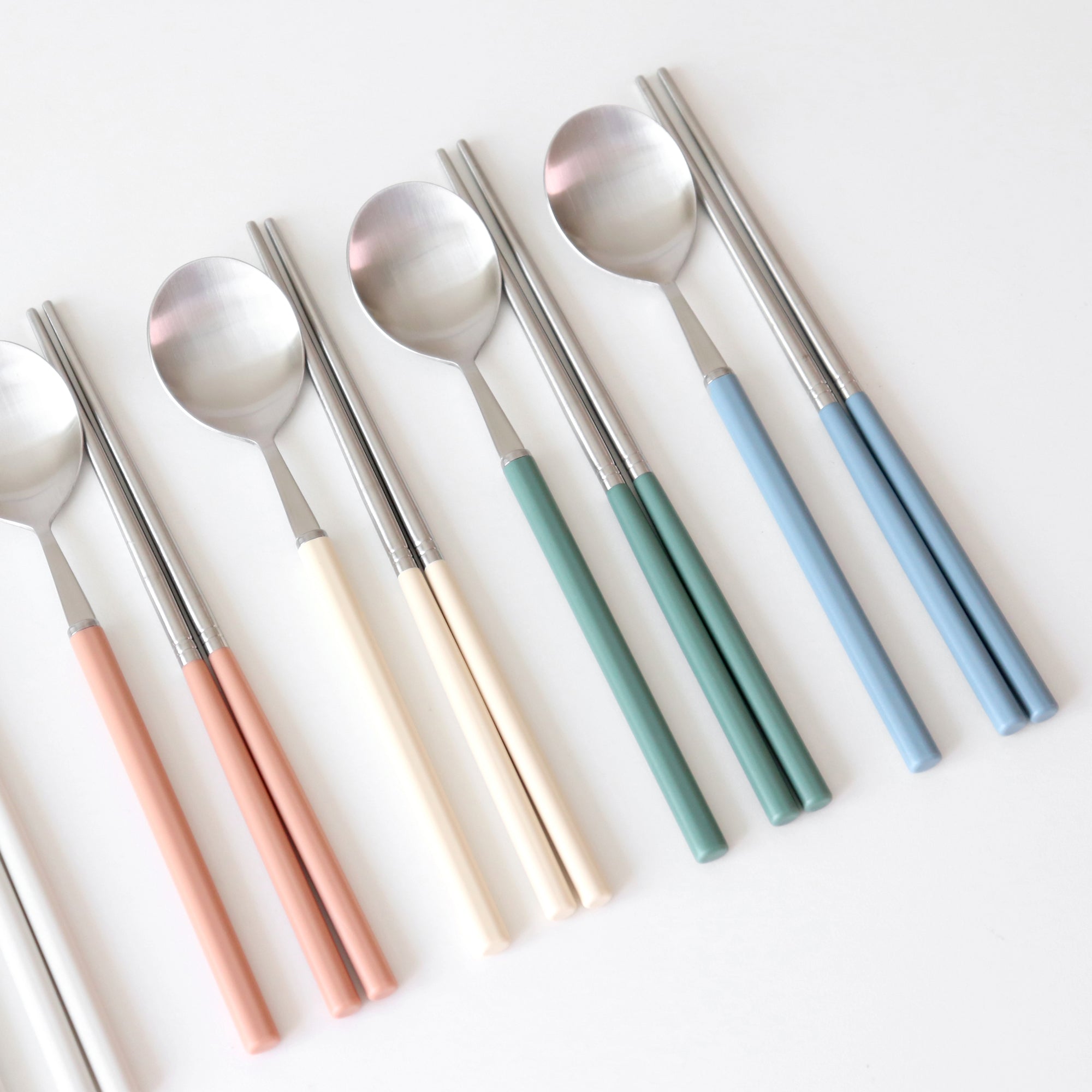 1+1 韓國製造 KAMOME KITCHEN 莫蘭迪色 不鏽鋼餐具組｜筷子+湯匙｜7色