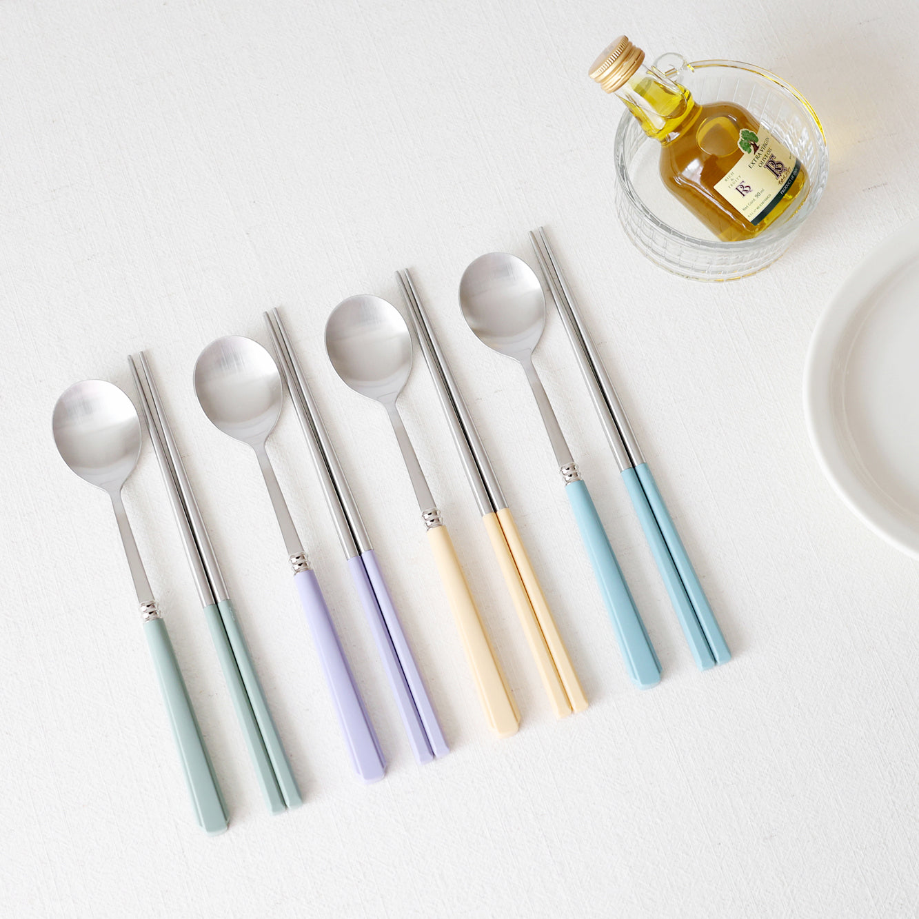 【1+1】韓國製造 Kamome Kitchen 2人餐具組｜筷子+匙羹