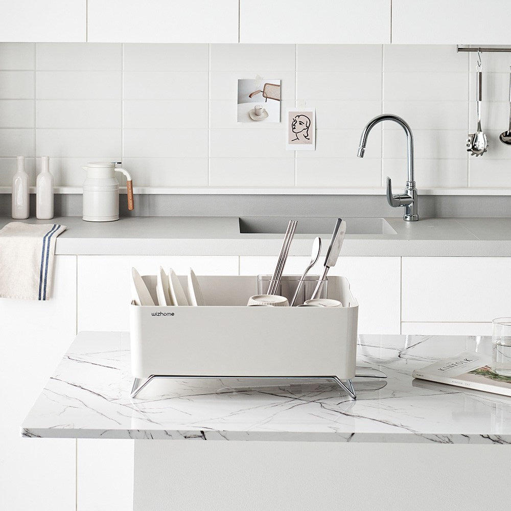 韓國製 Kelia 碗盤瀝水籃 白色