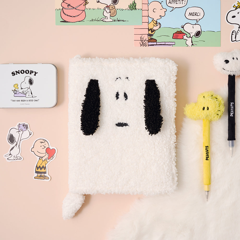 SNOOPY 史努比 可愛絨毛 Poggle 多功能日記本套組