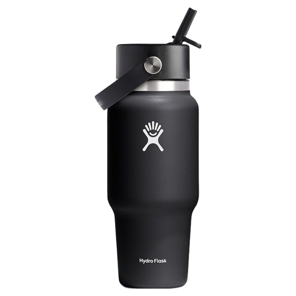 Hydroflask 24oz Wide Flex Straw Travel Bottle, Black, 1 Count, 709ml