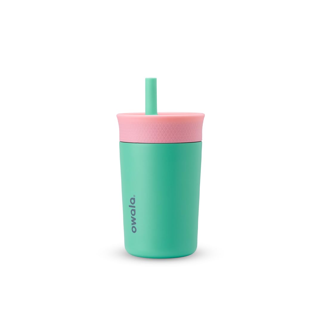 Owala 12oz 355ml 兒童不鏽鋼吸管杯 Pink & Teal
