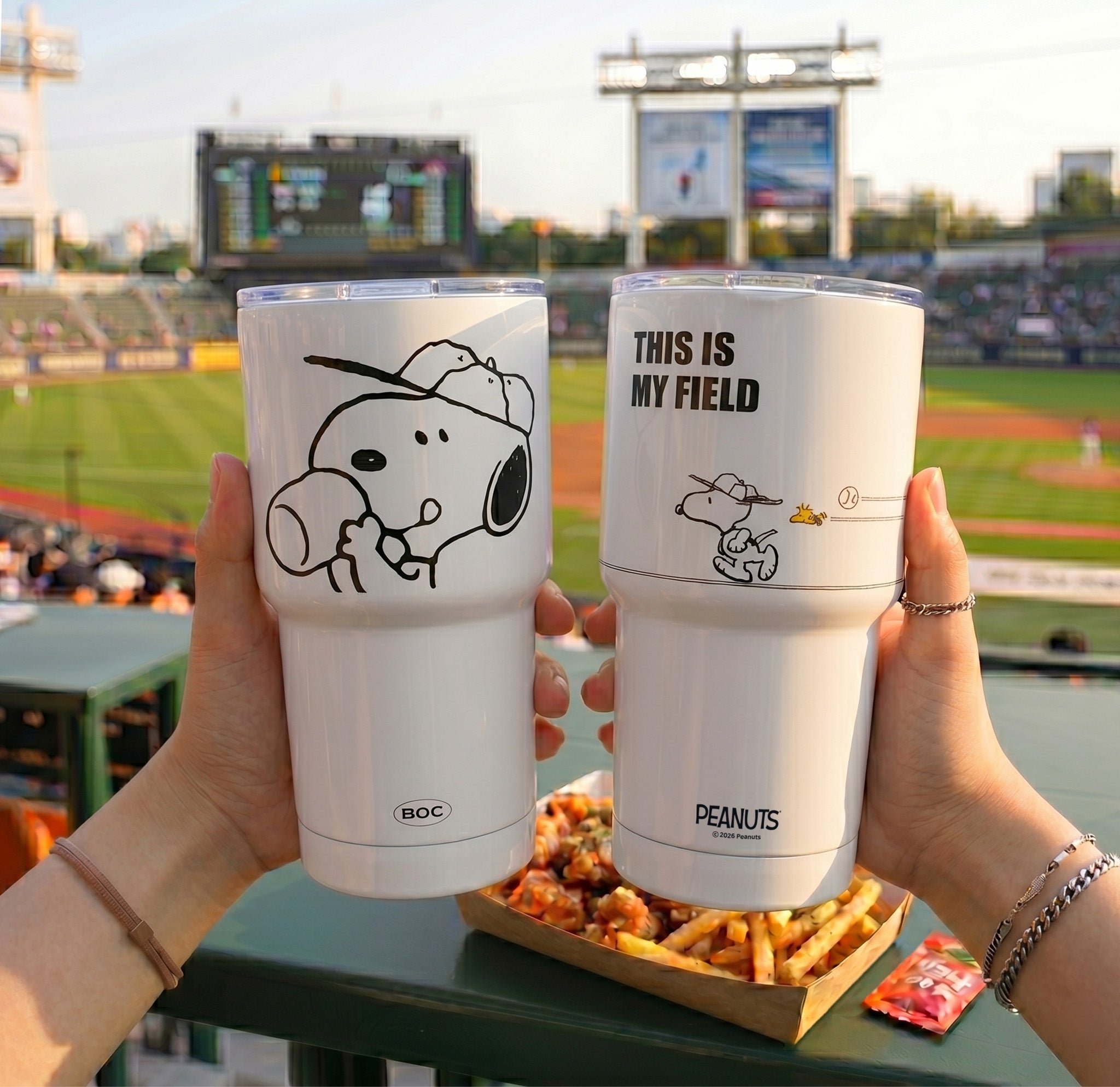 Snoopy 史努比雙層真空棒球場保溫杯 600ml