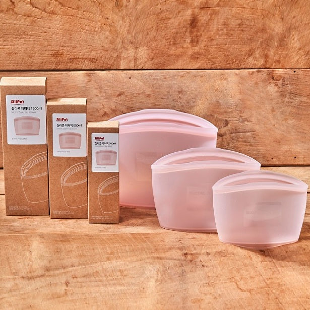 韓國製造 SILIPOT 矽膠夾鏈袋 3件套裝 （大+中+小各一）