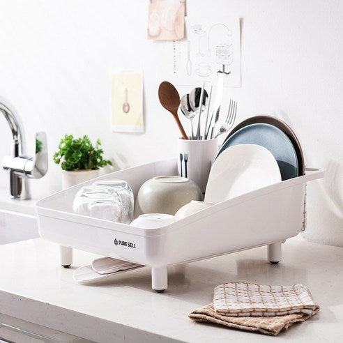 韓國製 PureSell 碗盤瀝水籃 白色及灰色