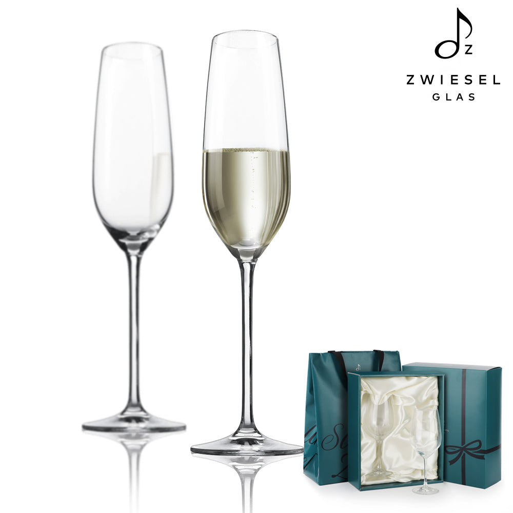 ZWIESEL GLAS [Fortissimo系列] 德國製造 長腳香檳杯 240ml 2入組 - Crystal Clear 水晶純淨款｜質感酒杯店推薦