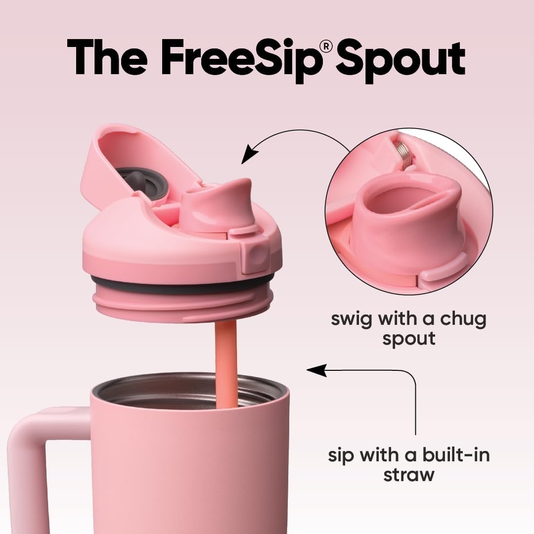 Owala FreeSip Tumbler 不鏽鋼保溫吸管杯 連杯柄 30oz 887ml Rose Quartz