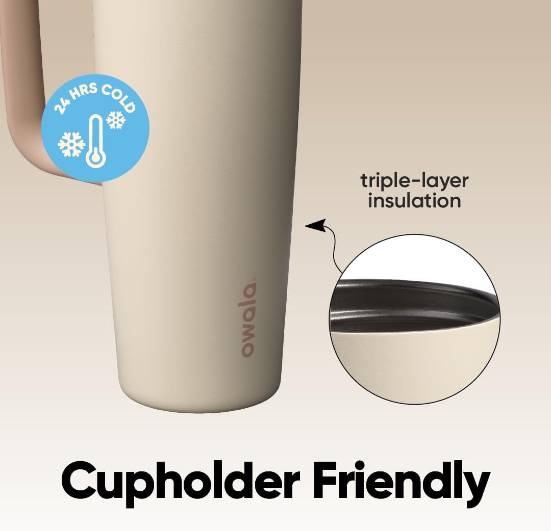 Owala FreeSip Tumbler 不鏽鋼保溫吸管杯 連杯柄 30oz 887ml Lightly Toasted