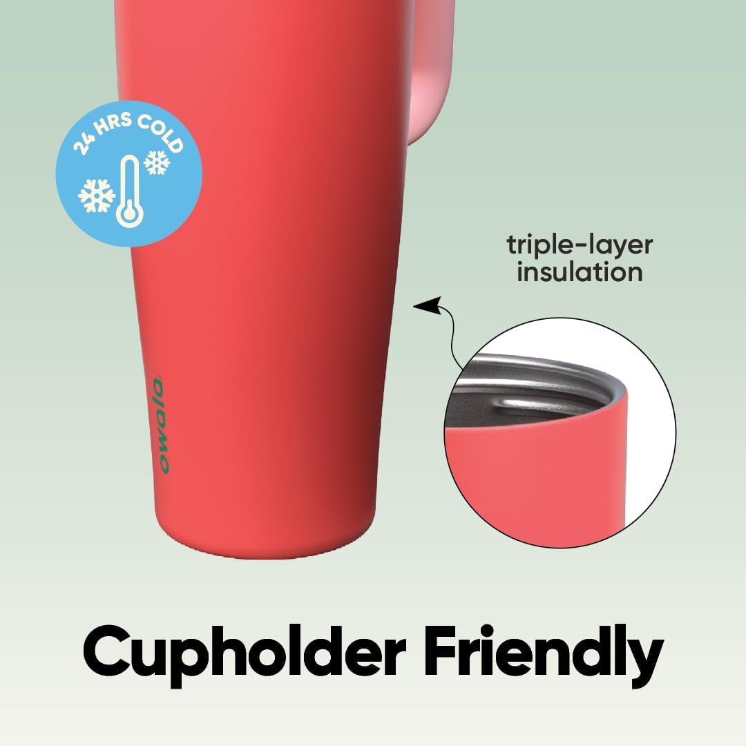 Owala FreeSip Tumbler 不鏽鋼保溫吸管杯 連杯柄 40oz 1.18L Strawberry Fields