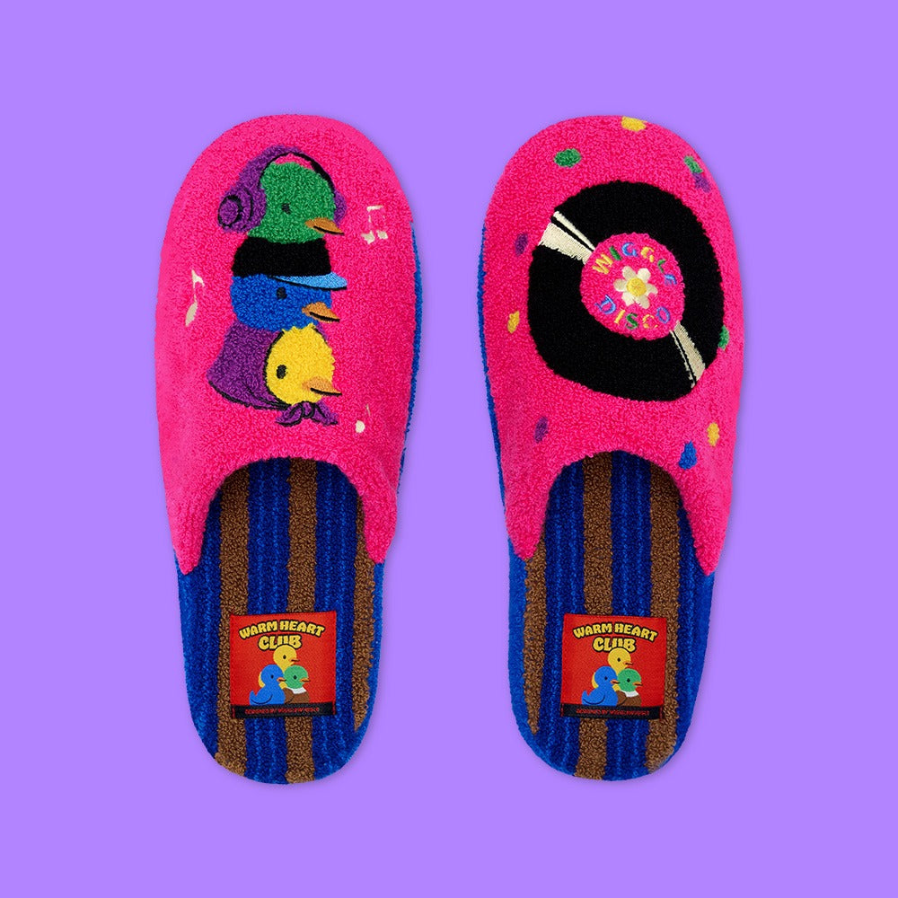 wiggle wiggle 毛巾家居拖鞋 Duck Trio Retro Pink 產品展示