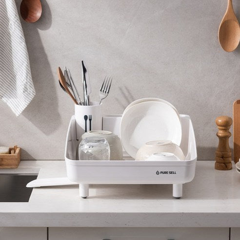 韓國製 PureSell 碗盤瀝水籃 白色及灰色
