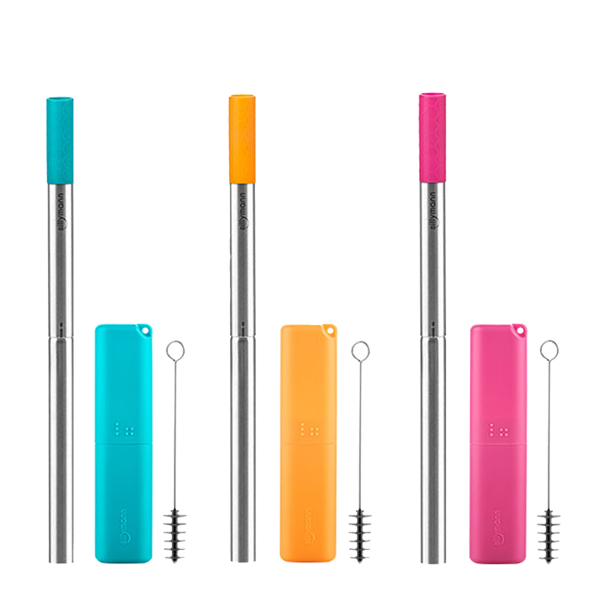 韓國sillymann 100%鉑金矽膠攜帶型不銹鋼珍珠吸管套裝