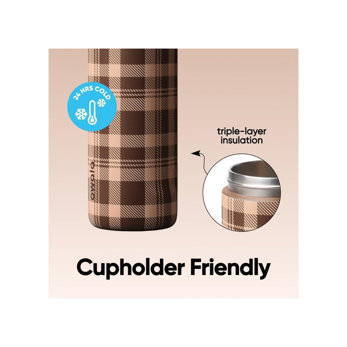 Owala FreeSip 不鏽鋼保溫吸管水瓶 24oz Plaid and Simple