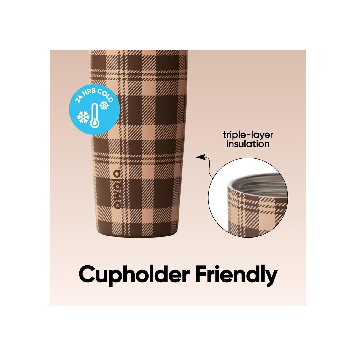 Owala FreeSip Sway 不鏽鋼保溫吸管水瓶 30oz 887ml Plaid and Simple