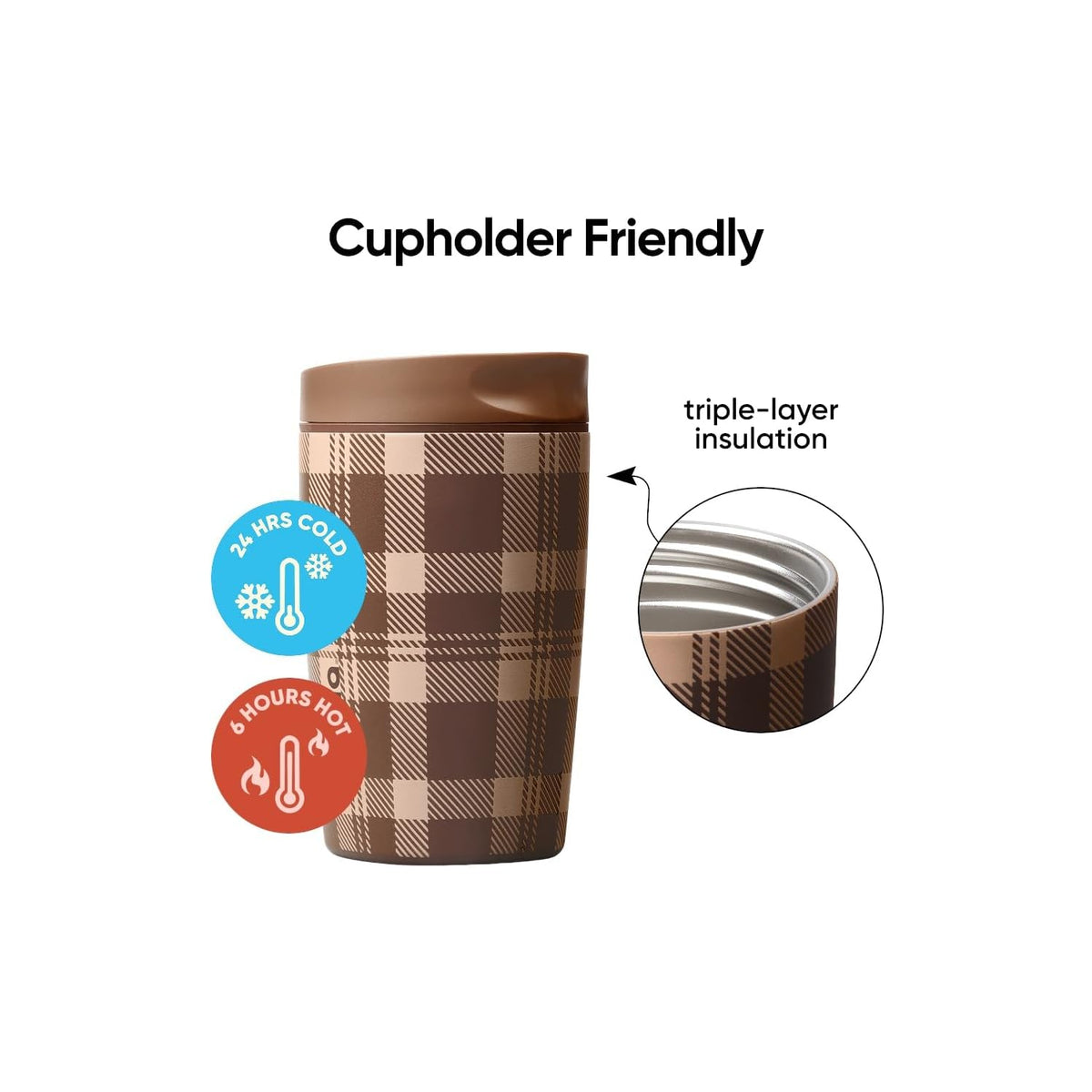Owala SmoothSip Slider 12oz 隔熱咖啡杯 Plaid and Simple