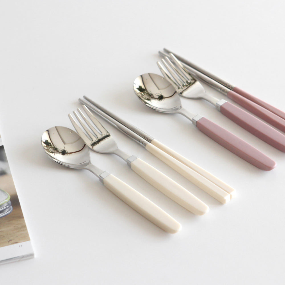 韓國製造 KAMOME KITCHEN 兒童不鏽鋼餐具｜筷子+湯匙+叉子