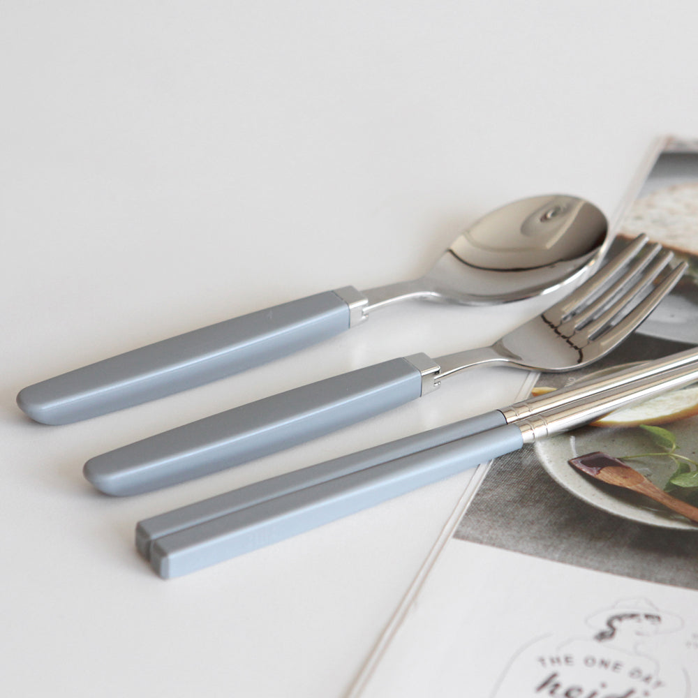 韓國製造 KAMOME KITCHEN 兒童不鏽鋼餐具｜筷子+湯匙+叉子