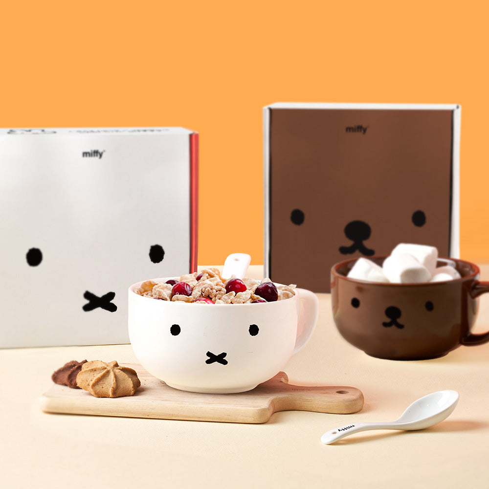 Miffy 陶瓷麥片碗湯匙組 400ml 早午餐點心碗