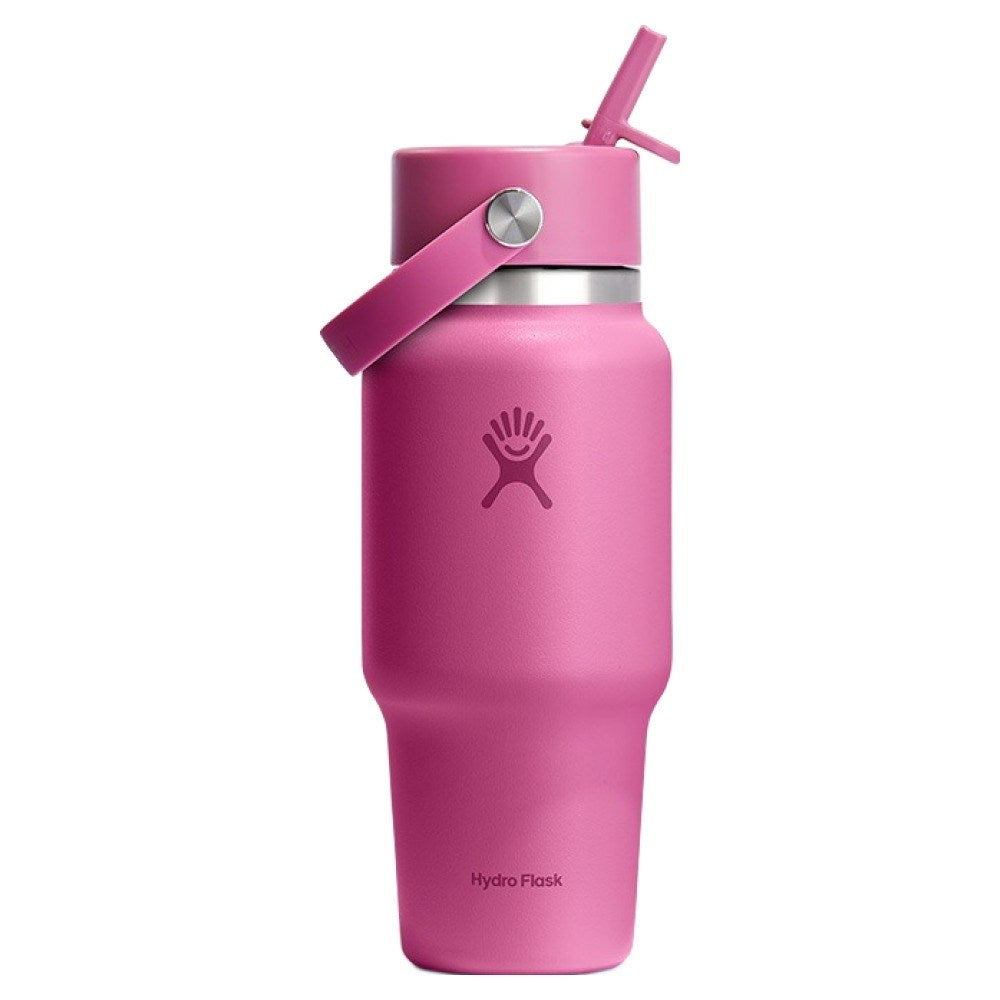 Hydroflask 24oz Wide Flex Straw Travel Bottle, Leaf Pink, 1 Count, 709ml