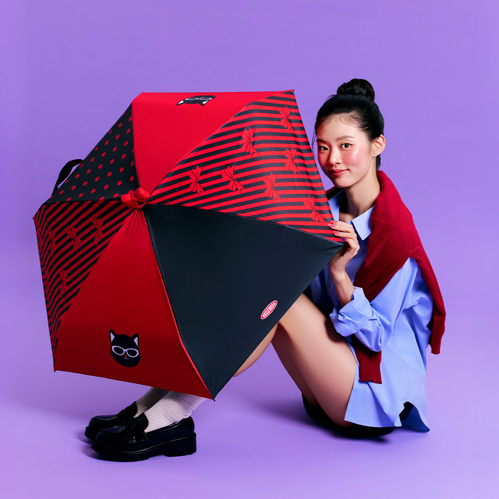 Wiggle Wiggle Dot Funky Black Cat 可愛黑貓點點太陽雨傘