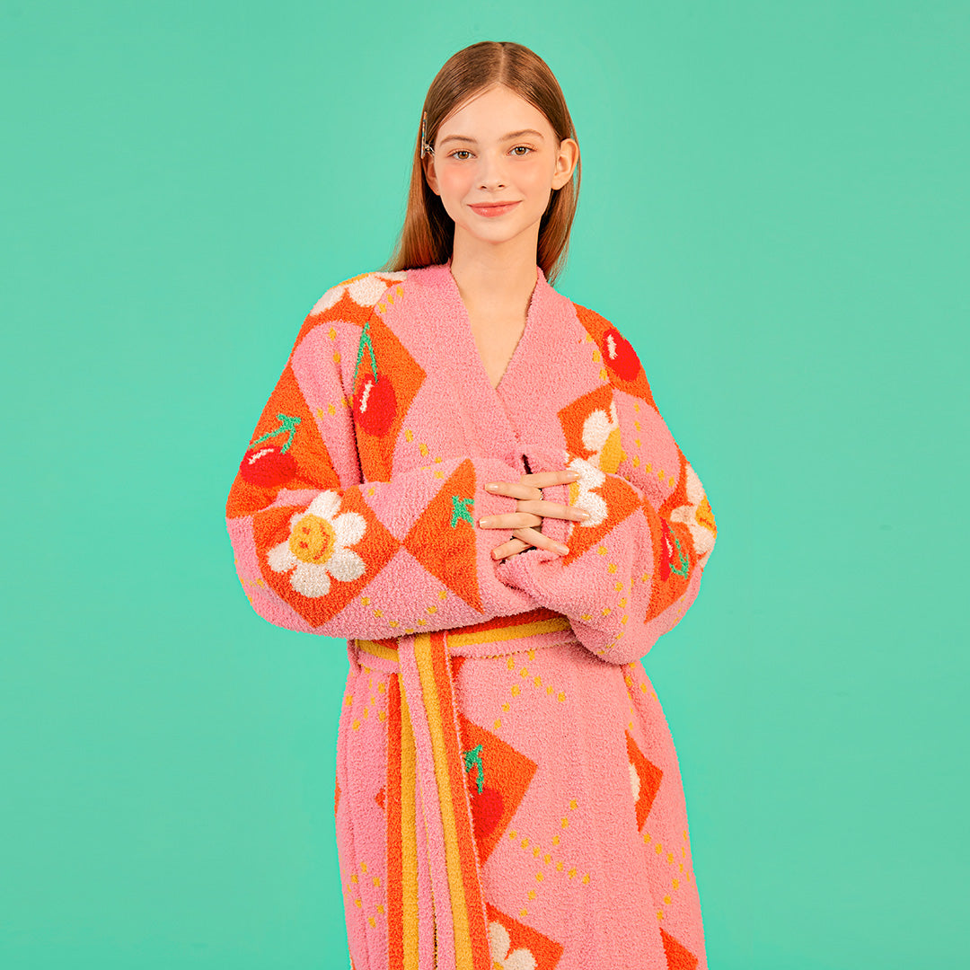 wiggle wiggle 家居袍 Smile Cherry Argyle（聚酯纖維／舒適材質）