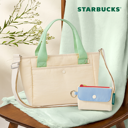 Starbucks 星 巴克 Sunny Days 晴日雙用托特包＋卡片夾 藍色