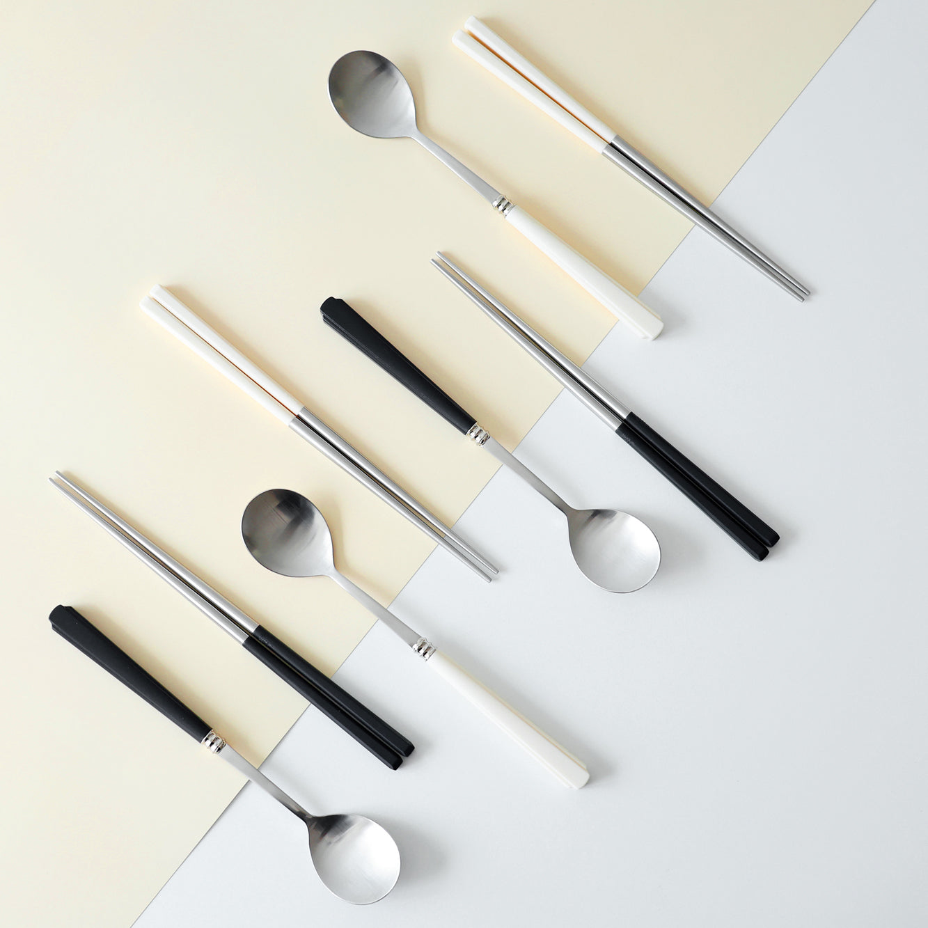 【1+1】韓國製造 Kamome Kitchen 2人餐具組｜筷子+匙羹