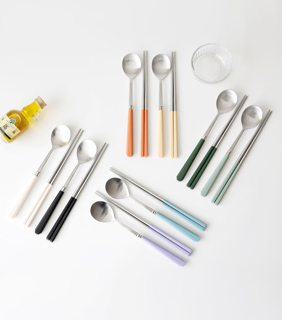 【1+1】韓國製造 Kamome Kitchen 2人餐具組｜筷子+匙羹