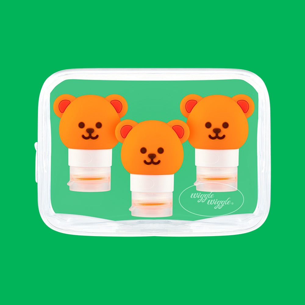 wiggle wiggle 旅行分裝瓶3件套 Wiggle Bear (60ml)（60ml×3／聚酯纖維／可愛熊頭）