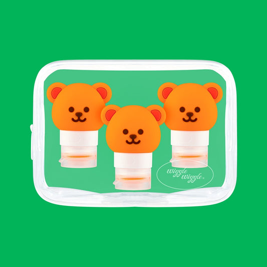 wiggle wiggle 旅行分裝瓶3件套 Wiggle Bear (60ml)（60ml×3／聚酯纖維／可愛熊頭）