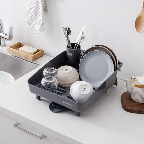 韓國製 PureSell 碗盤瀝水籃 白色及灰色