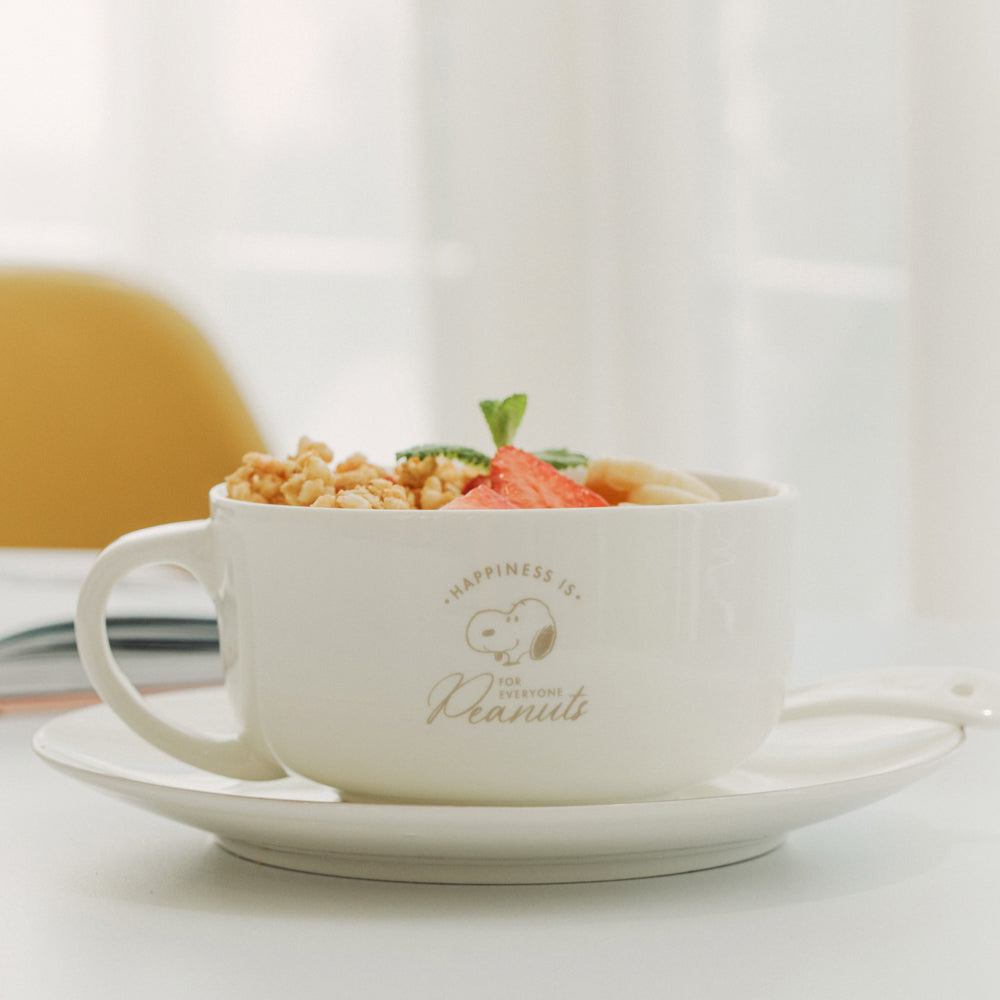 Snoopy Peanuts 史努比 陶瓷餐具三件組（湯碗/湯匙/點心盤）