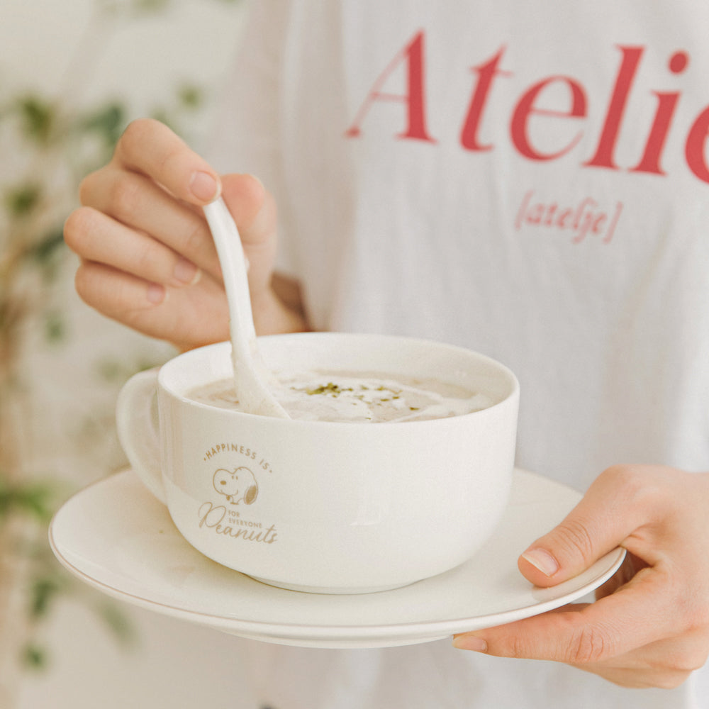 Snoopy Peanuts 史努比 陶瓷餐具三件組（湯碗/湯匙/點心盤）