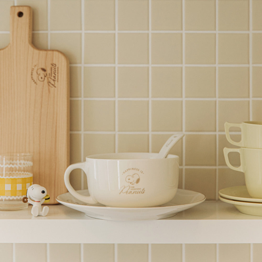 Snoopy Peanuts 史努比 陶瓷餐具三件組（湯碗/湯匙/點心盤）