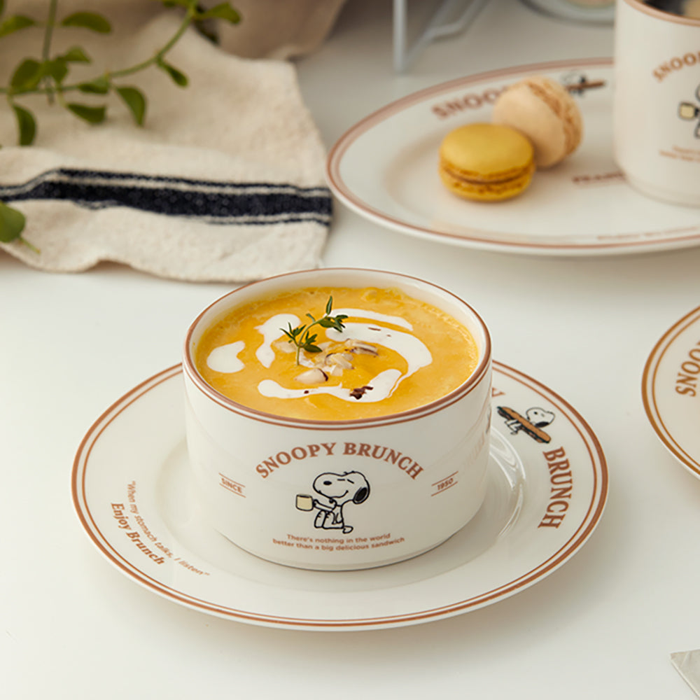 Snoopy Peanuts 史努比 棕色BrunchSet 陶瓷六件組