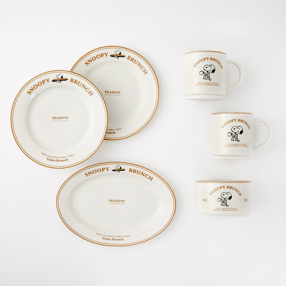 Snoopy Peanuts 史努比 棕色BrunchSet 陶瓷六件組