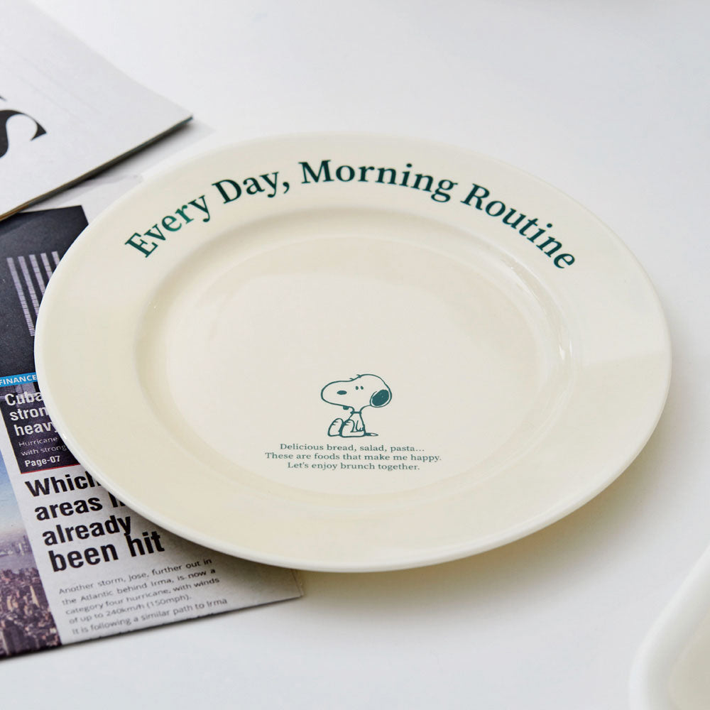 Snoopy Peanuts MorningRoutine 橢圓陶瓷盤