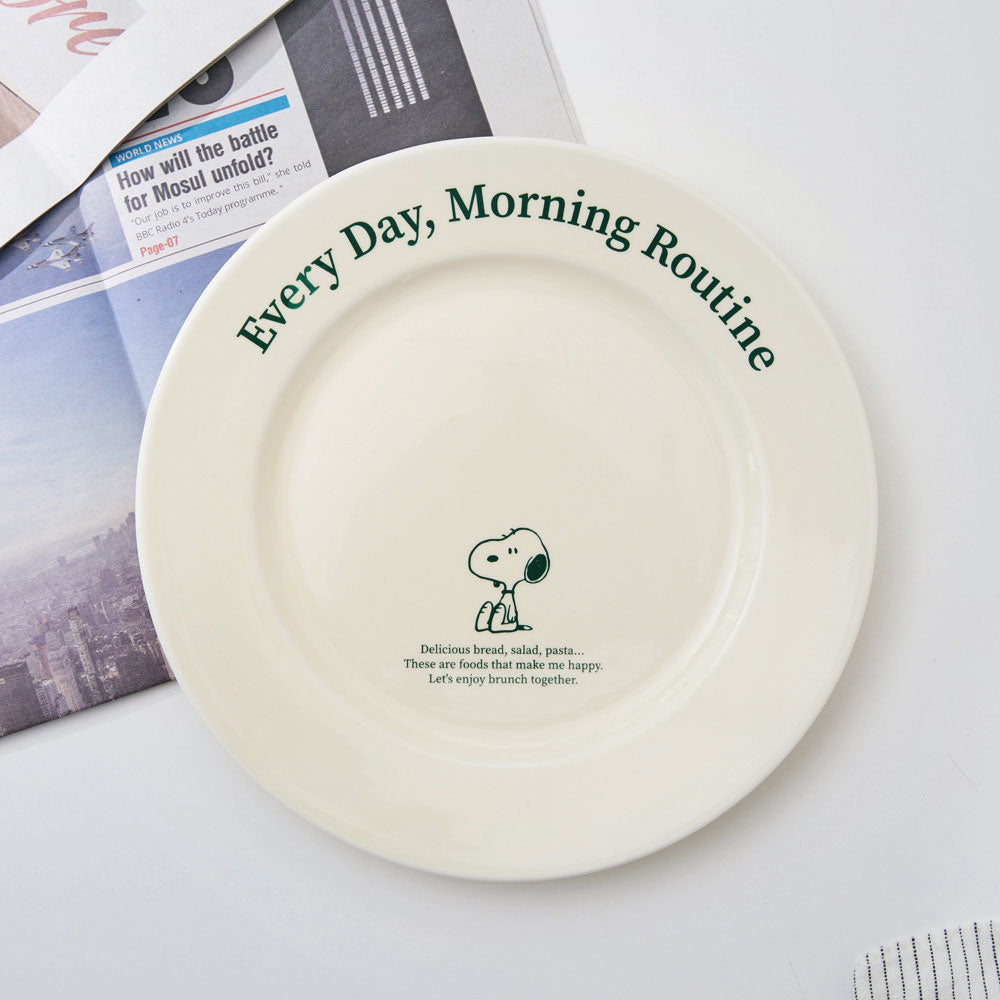 Snoopy Peanuts MorningRoutine 圓形陶瓷盤